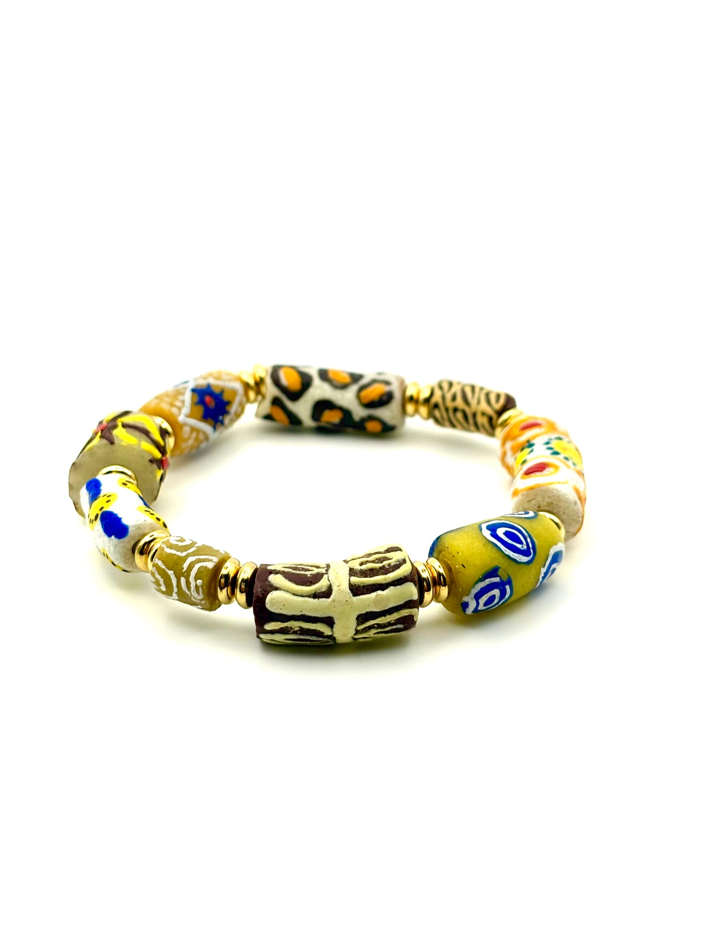 Hand Painted Glass Bead Bracelet