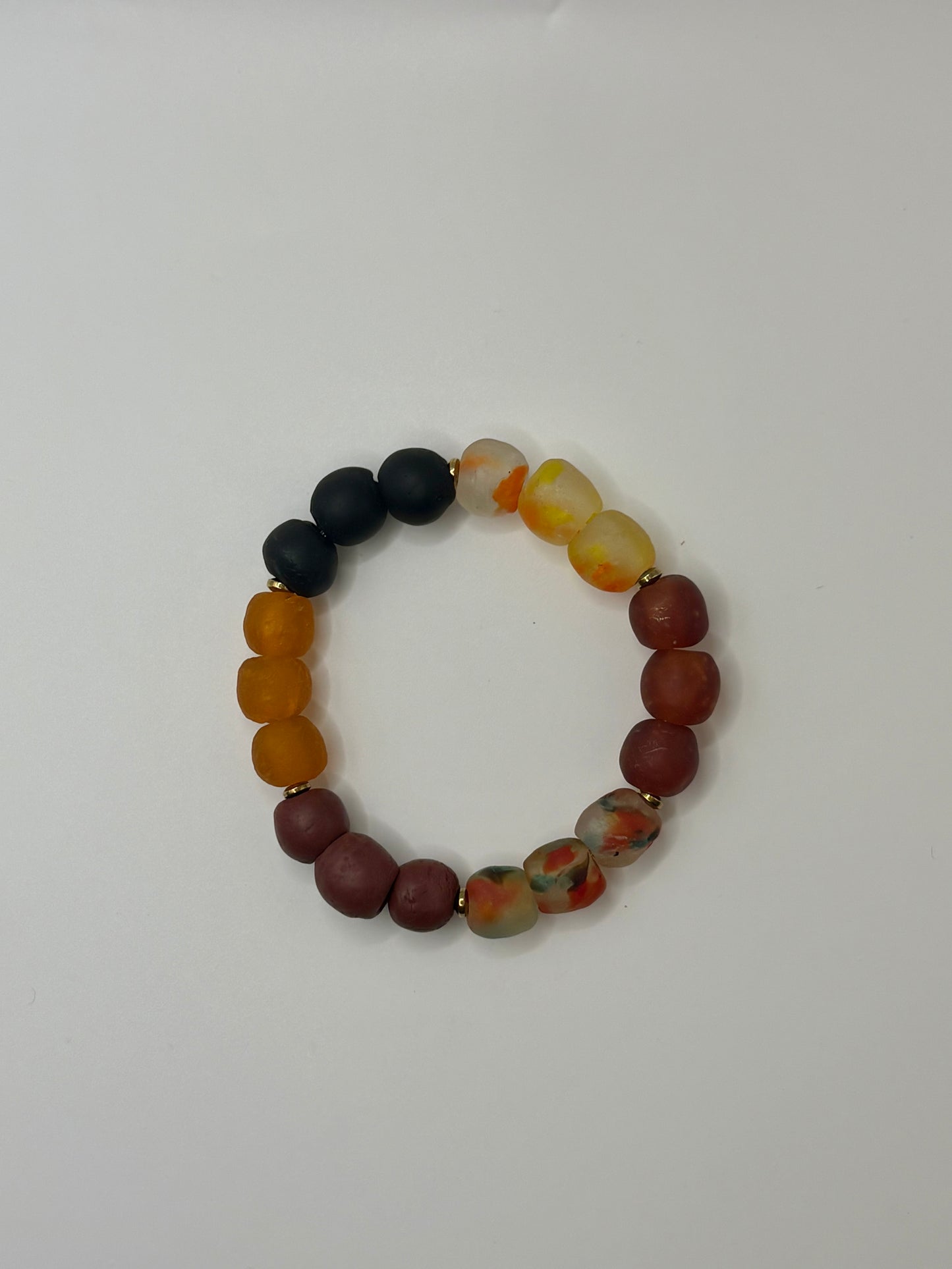 Recycled Glass Bead Bracelet - Fall Collection