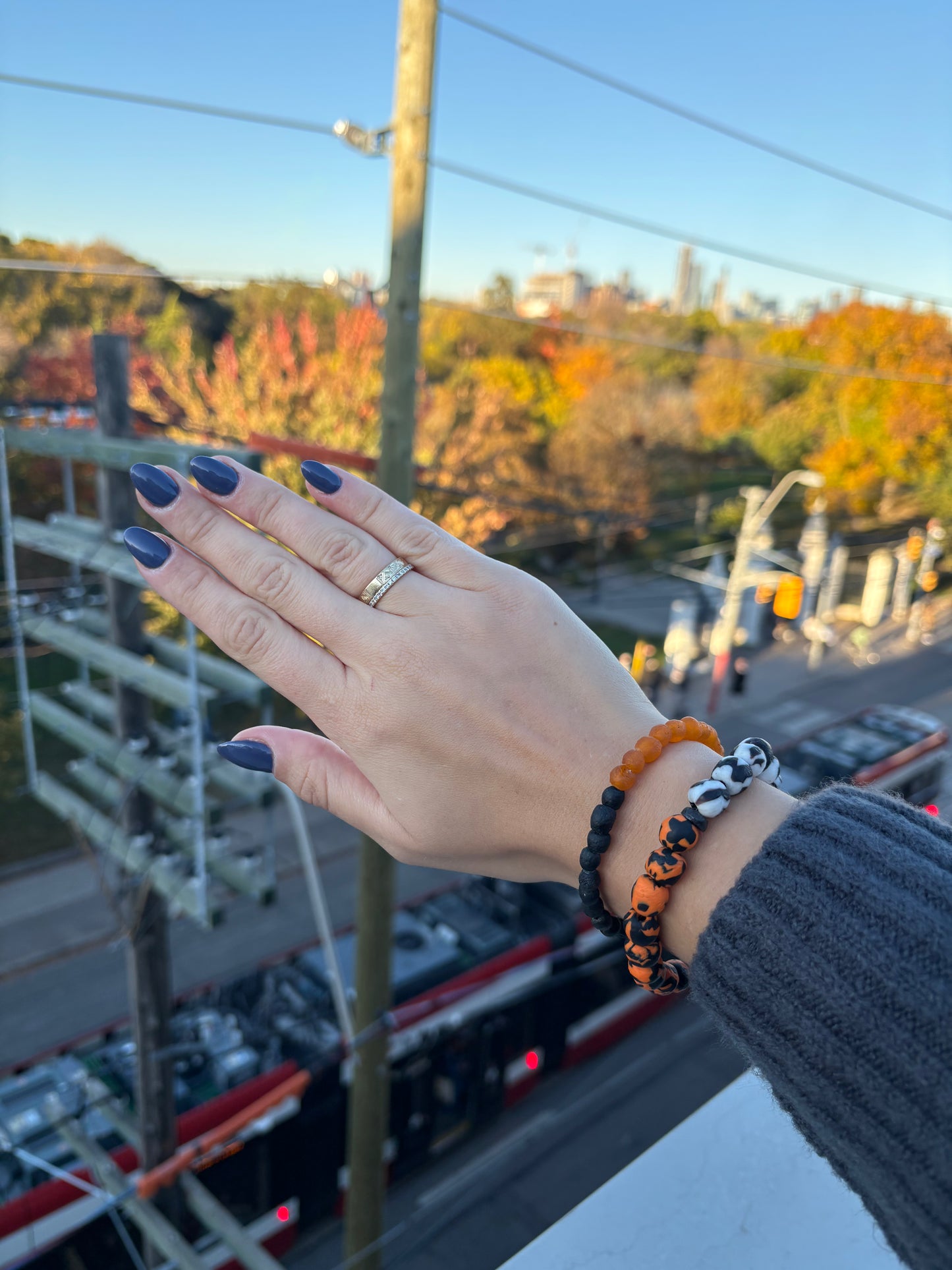 Recycled Glass Bead Bracelet - Fall Collection