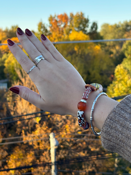 Recycled Glass Bead Bracelet - Fall Collection