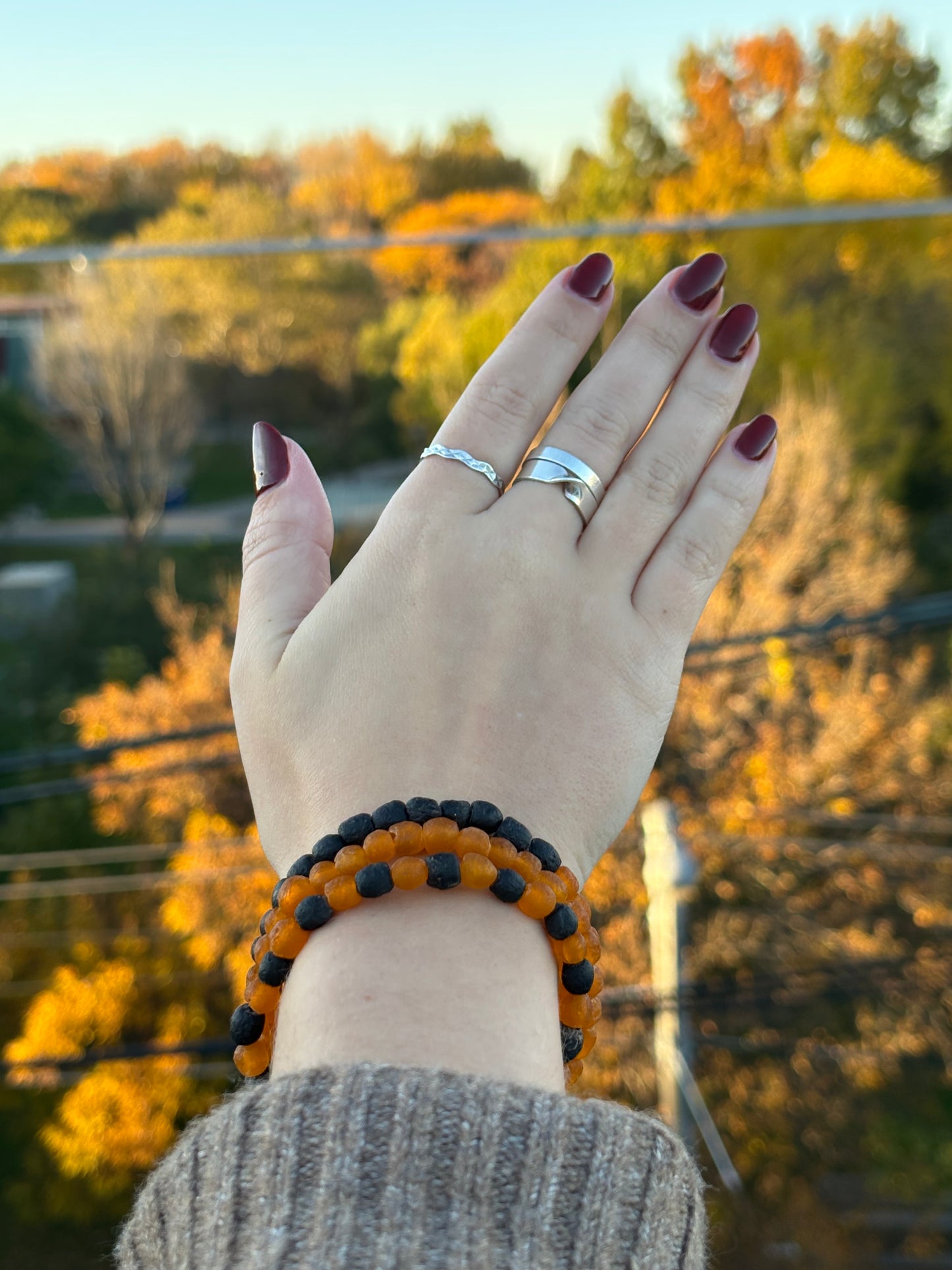 Recycled Glass Bead Bracelet - Fall Collection