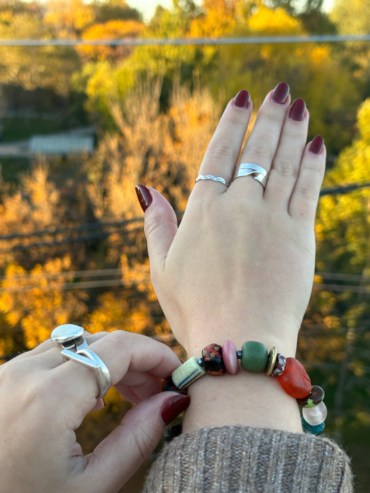 Recycled Glass Bead Bracelet - Fall Collection