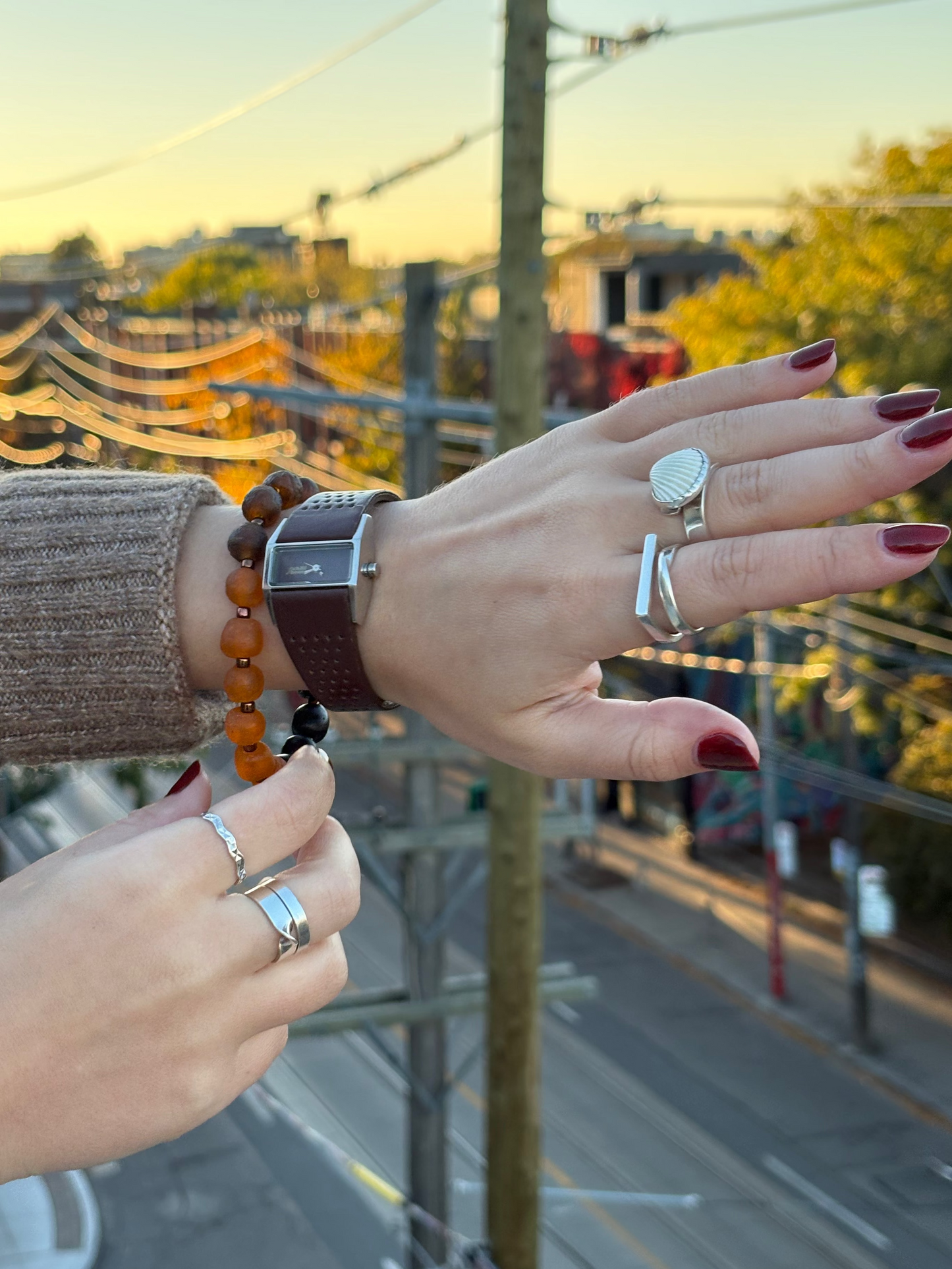 Recycled Glass Bead Bracelet - Fall Collection