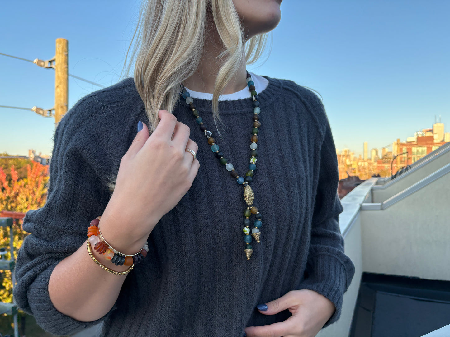 Recycled Glass Bead Necklace - Fall Collection