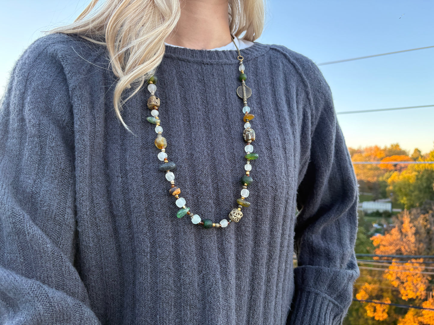Recycled Glass Bead Necklace - Fall Collection