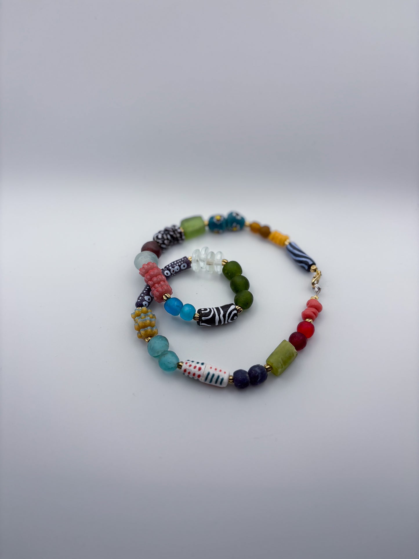 Hand Painted Glass Bead Necklace