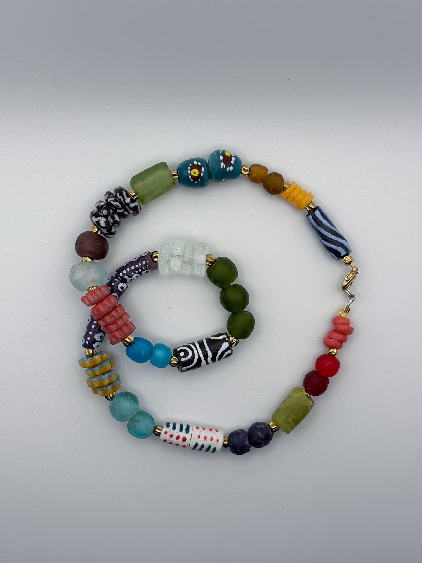 Hand Painted Glass Bead Necklace
