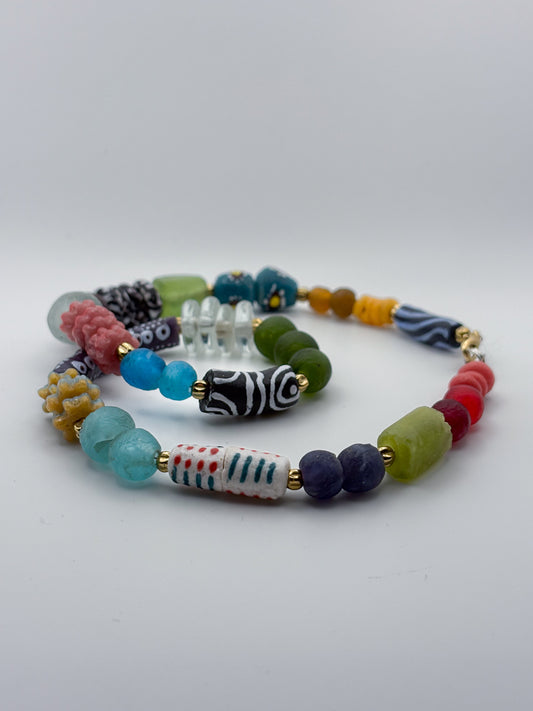 Hand Painted Glass Bead Necklace