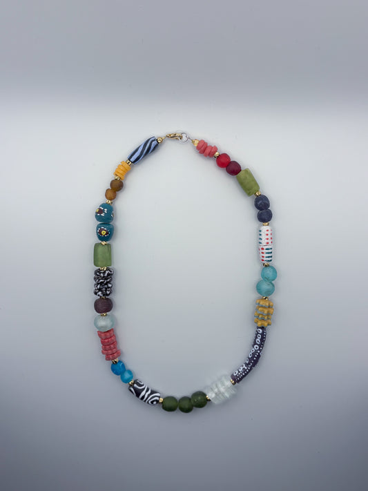 Hand Painted Glass Bead Necklace