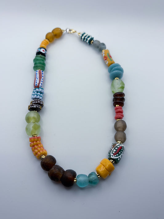 Hand Painted Glass Bead Necklace