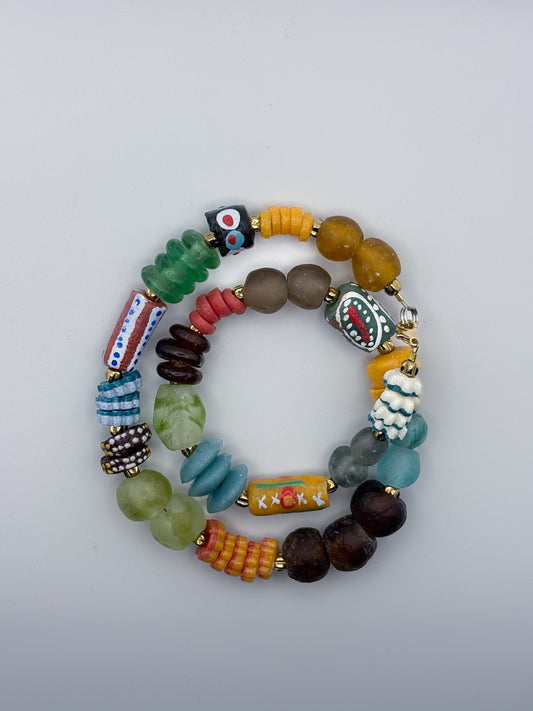 Hand Painted Glass Bead Necklace