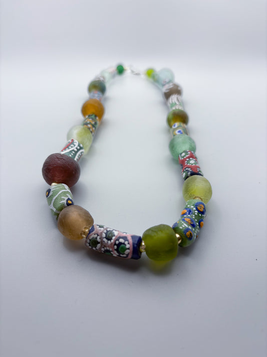 Hand Painted Glass Bead Necklace