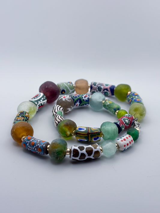 Hand Painted Glass Bead Necklace