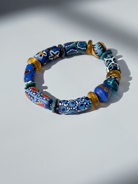 Hand Painted Glass Bead Bracelet