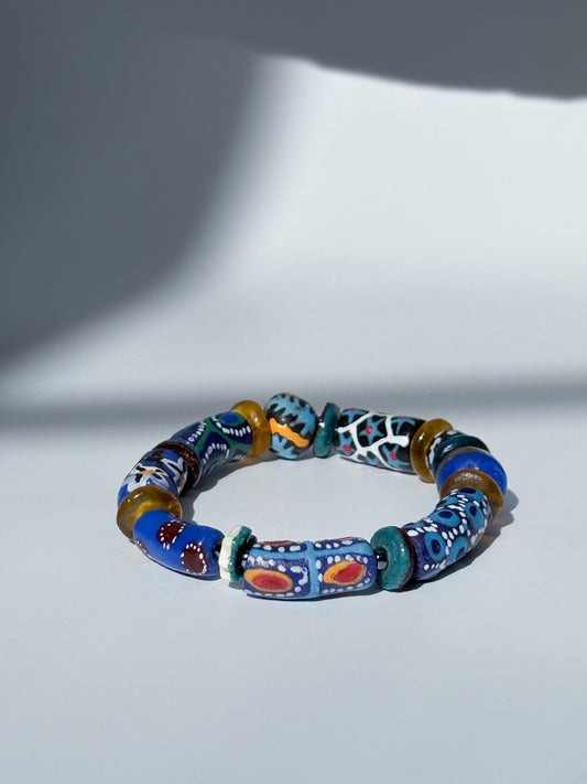 Hand Painted Glass Bead Bracelet