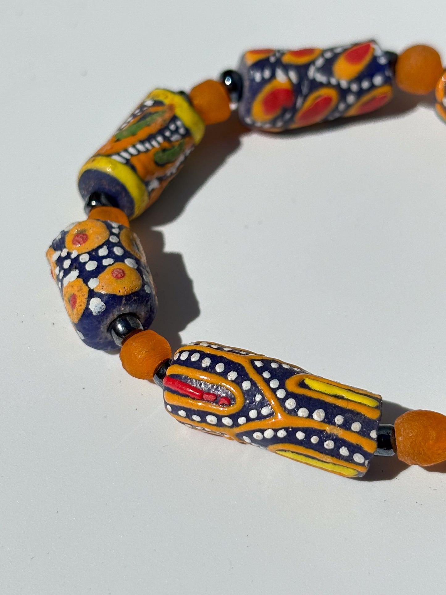 Hand Painted Glass Bead Bracelet