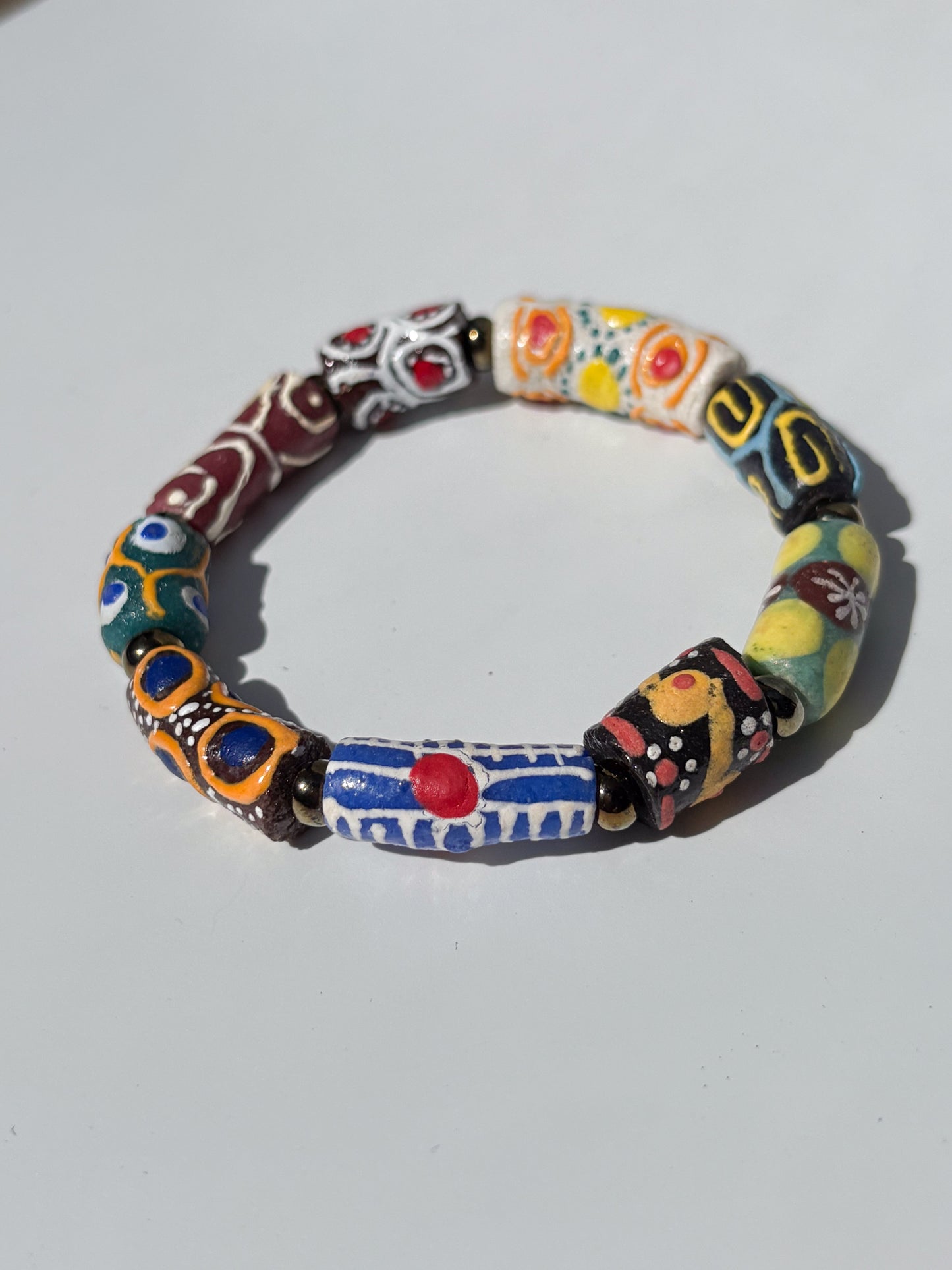 Hand Painted Glass Bead Bracelet