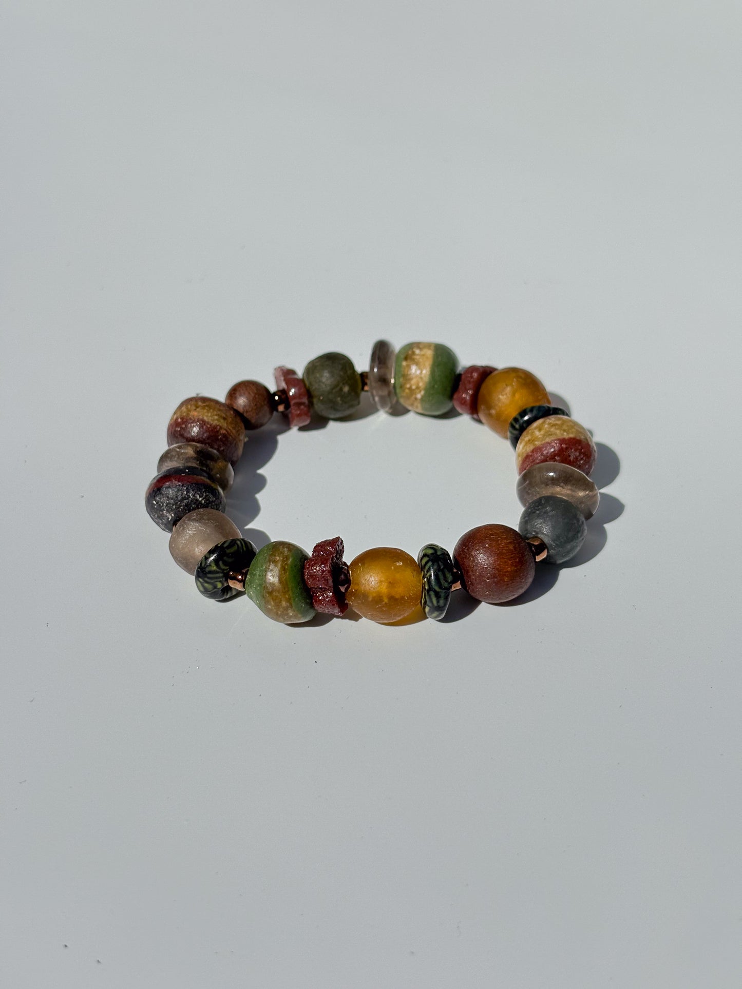 Hand Painted Glass Bead Bracelet