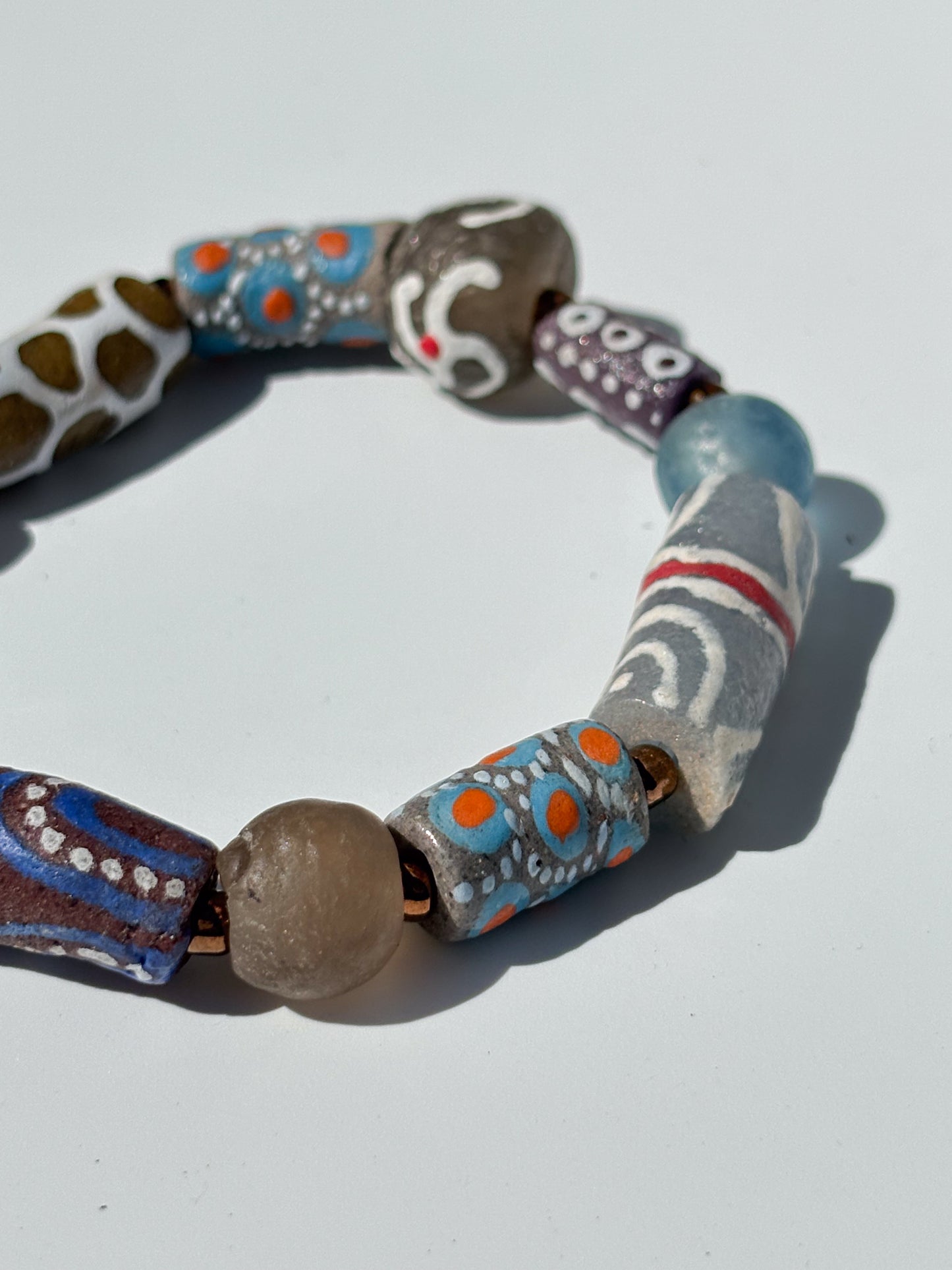 Hand Painted Glass Bead Bracelet
