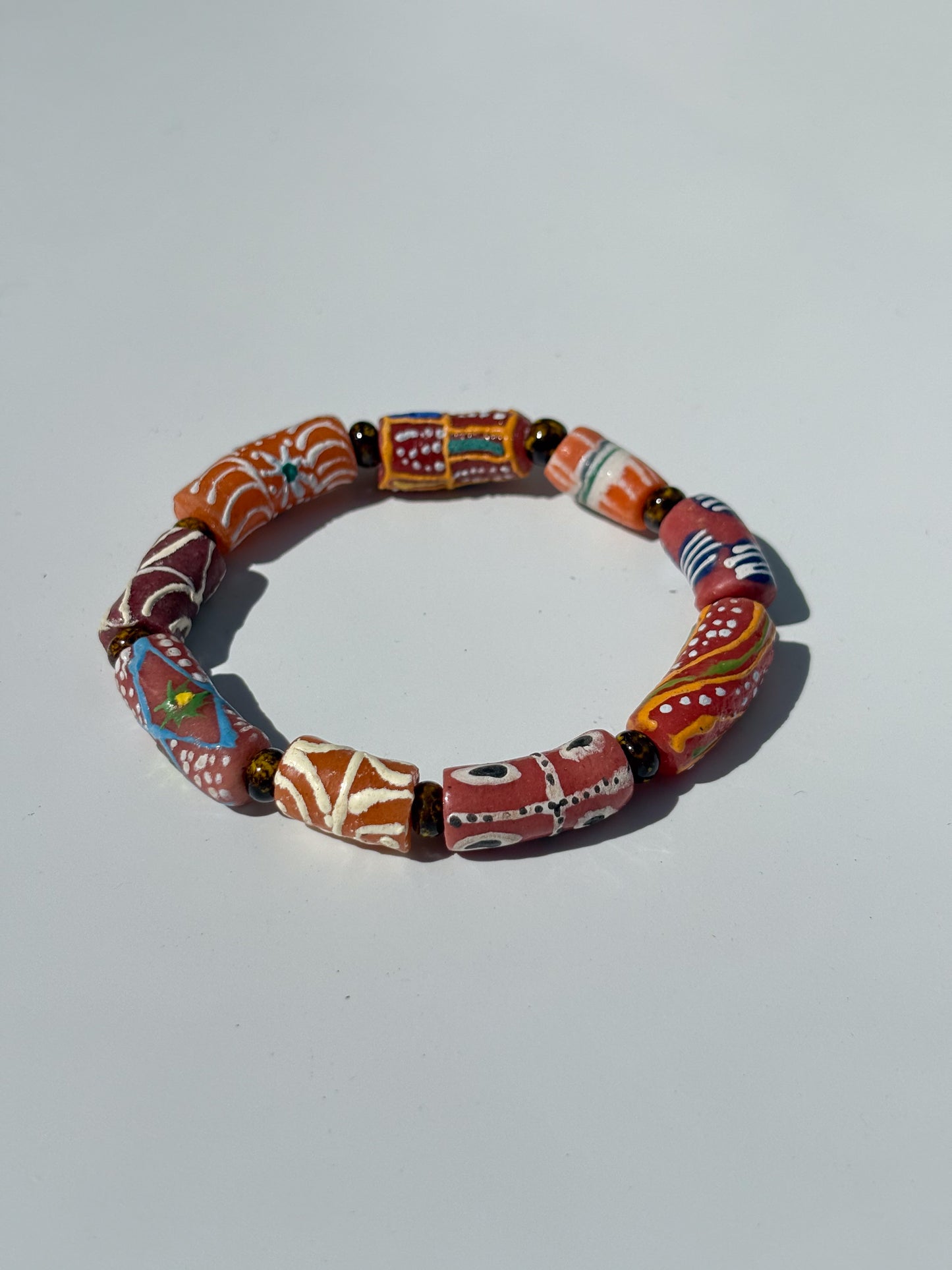 Hand Painted Glass Bead Bracelet