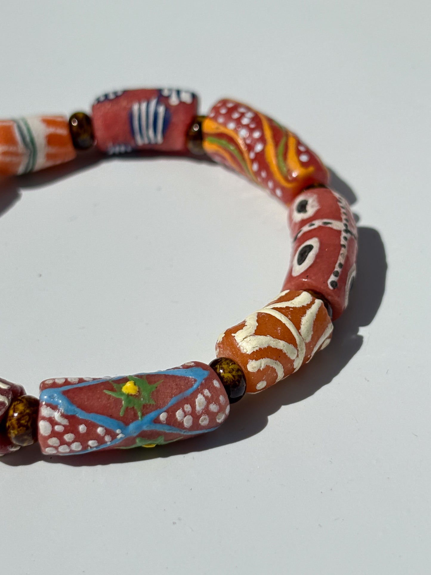 Hand Painted Glass Bead Bracelet