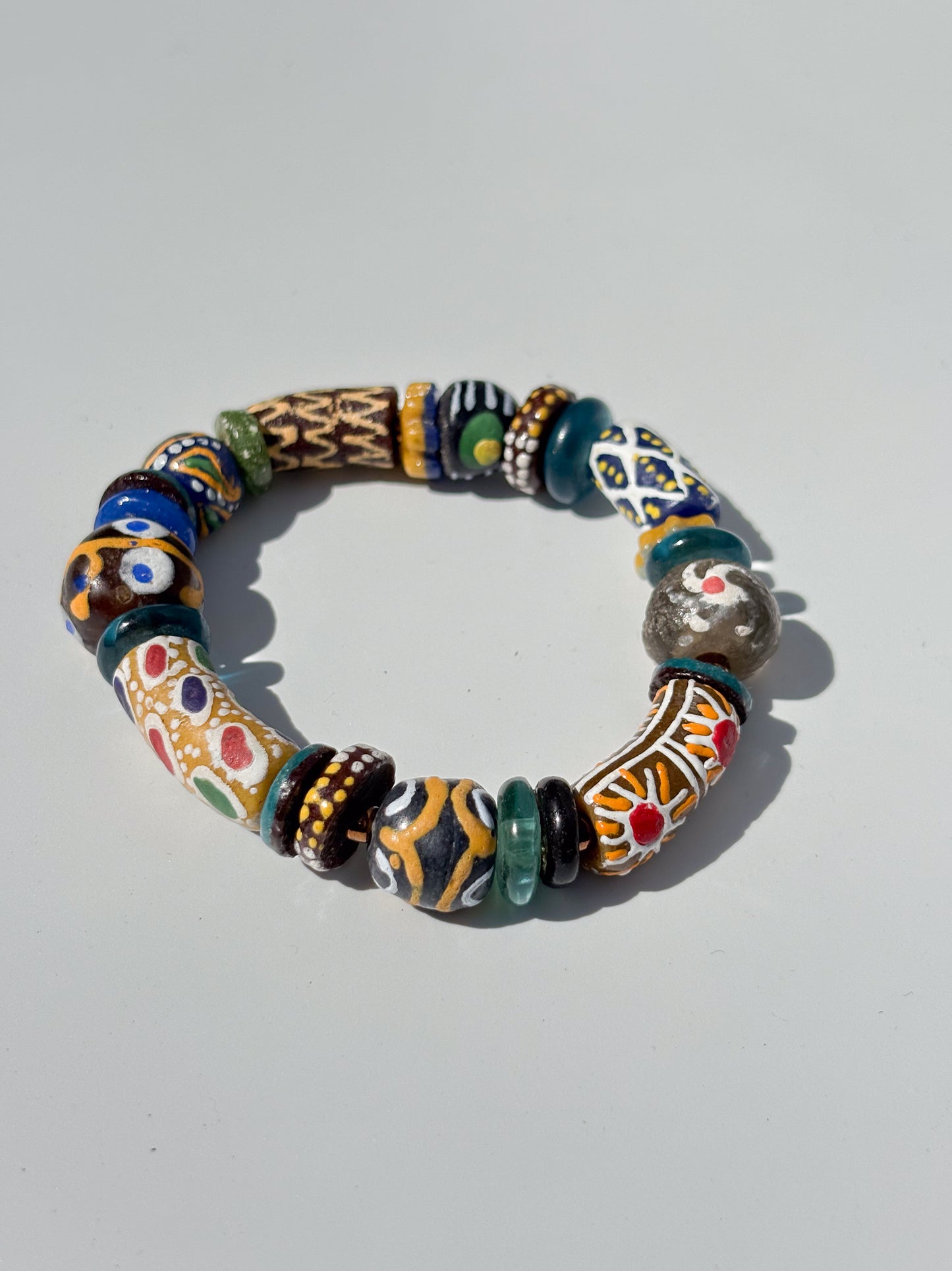 Hand Painted Glass Bead Bracelet