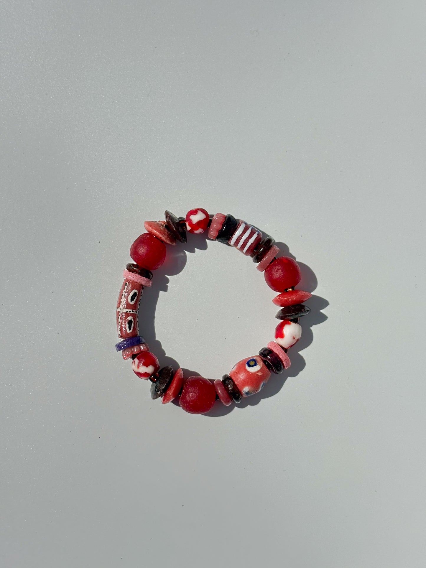 Hand Painted Glass Bead Bracelet
