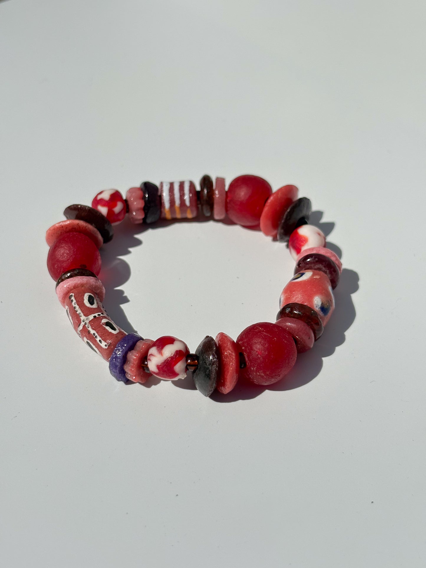 Hand Painted Glass Bead Bracelet