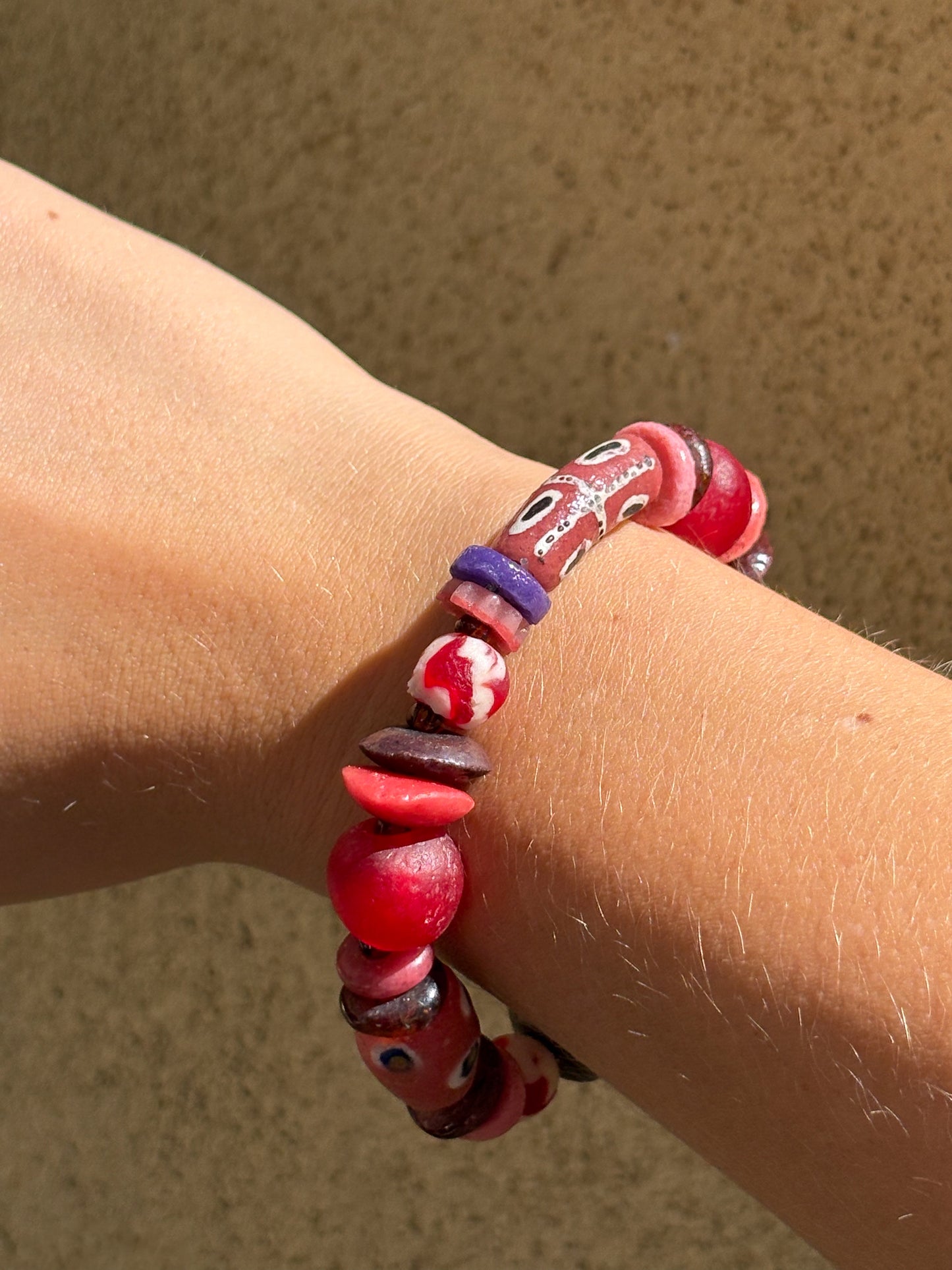 Hand Painted Glass Bead Bracelet