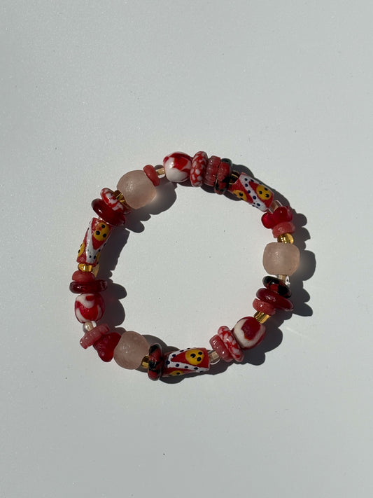 Hand Painted Glass Bead Bracelet
