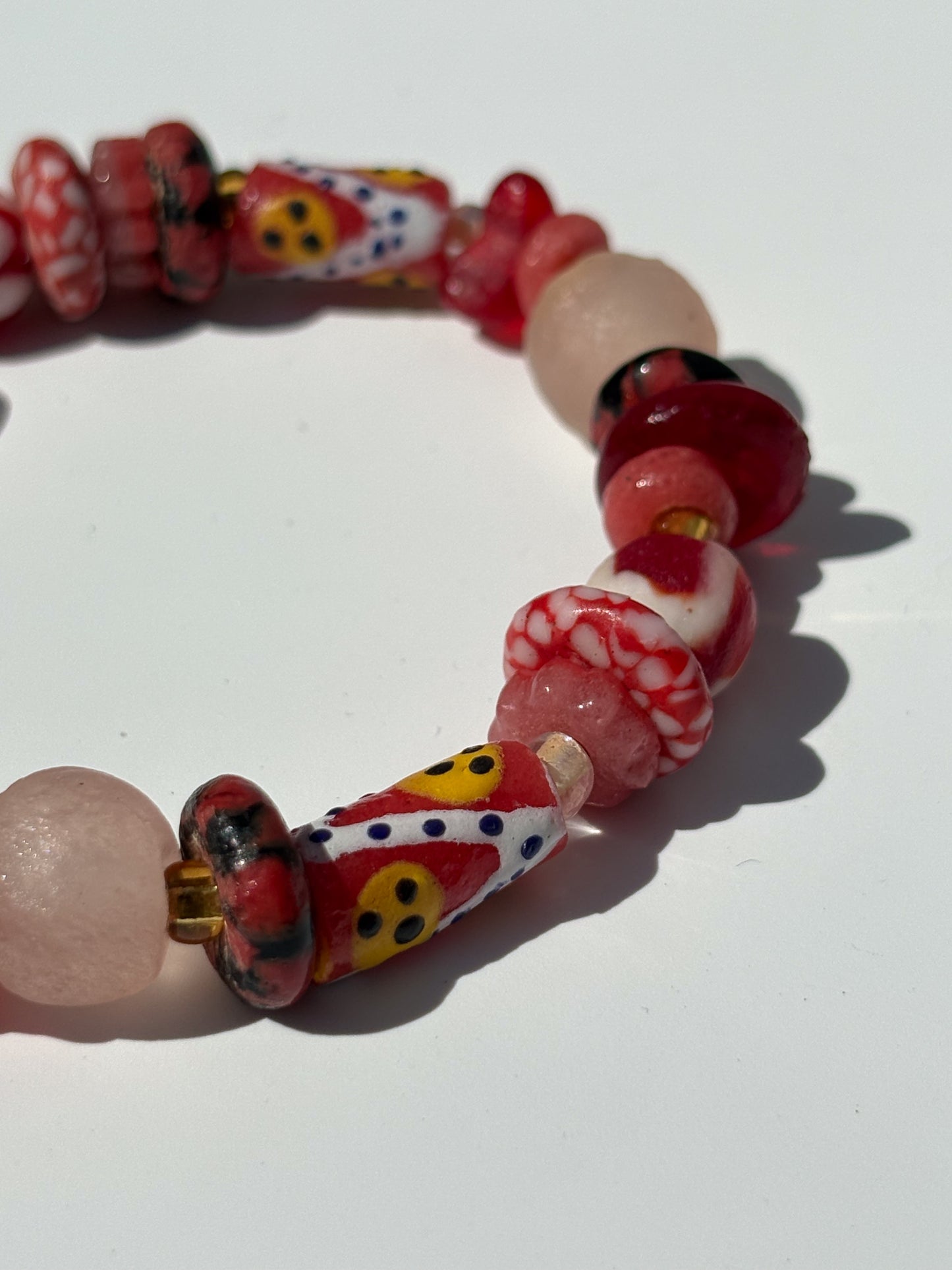 Hand Painted Glass Bead Bracelet