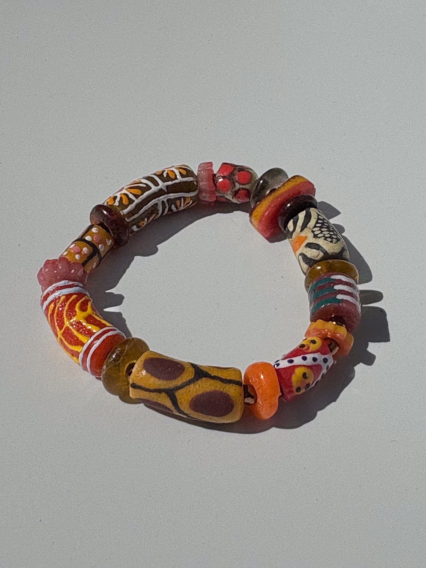 Hand Painted Glass Bead Bracelet