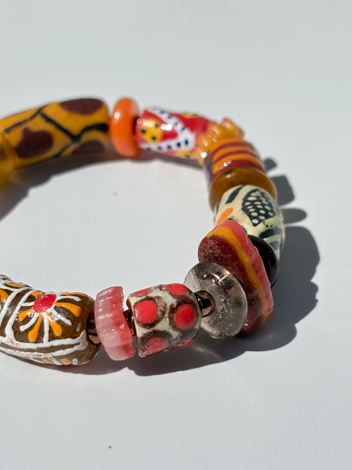 Hand Painted Glass Bead Bracelet