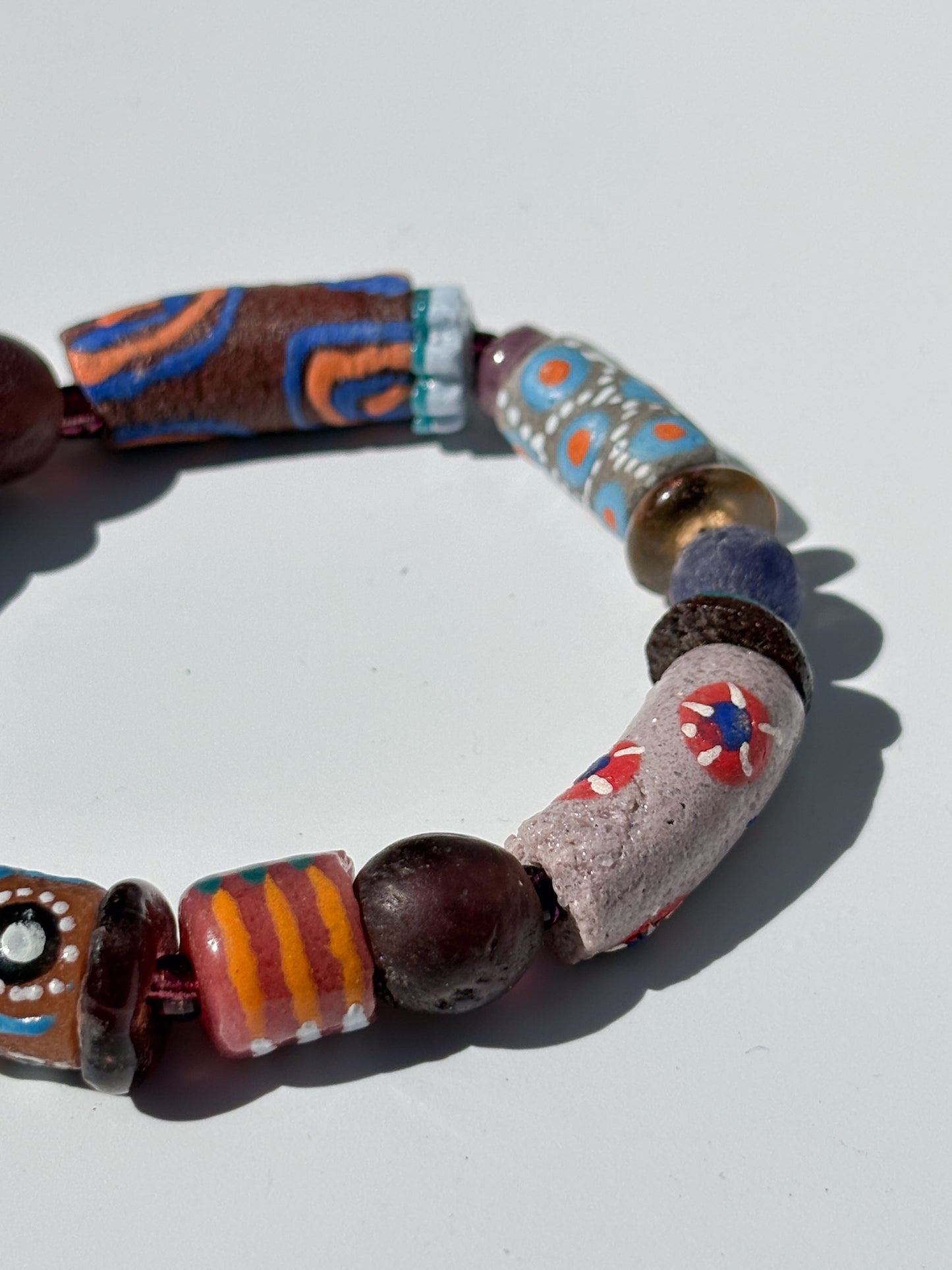 Hand Painted Glass Bead Bracelet