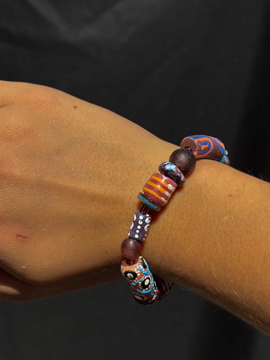 Hand Painted Glass Bead Bracelet