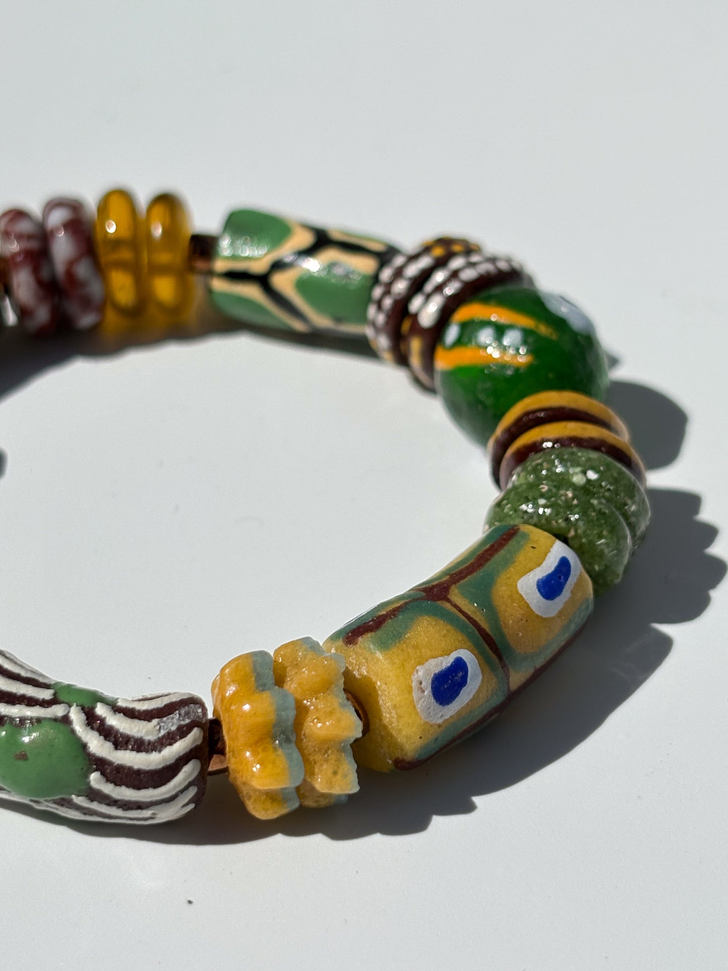 Hand Painted Glass Bead Bracelet