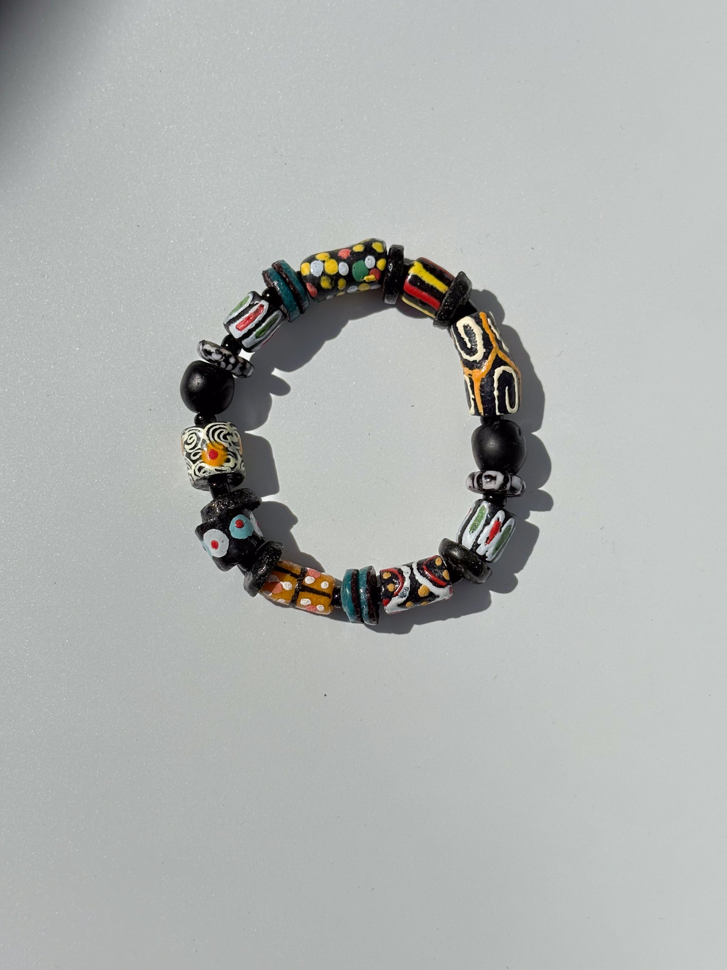 Hand Painted Glass Bead Bracelet