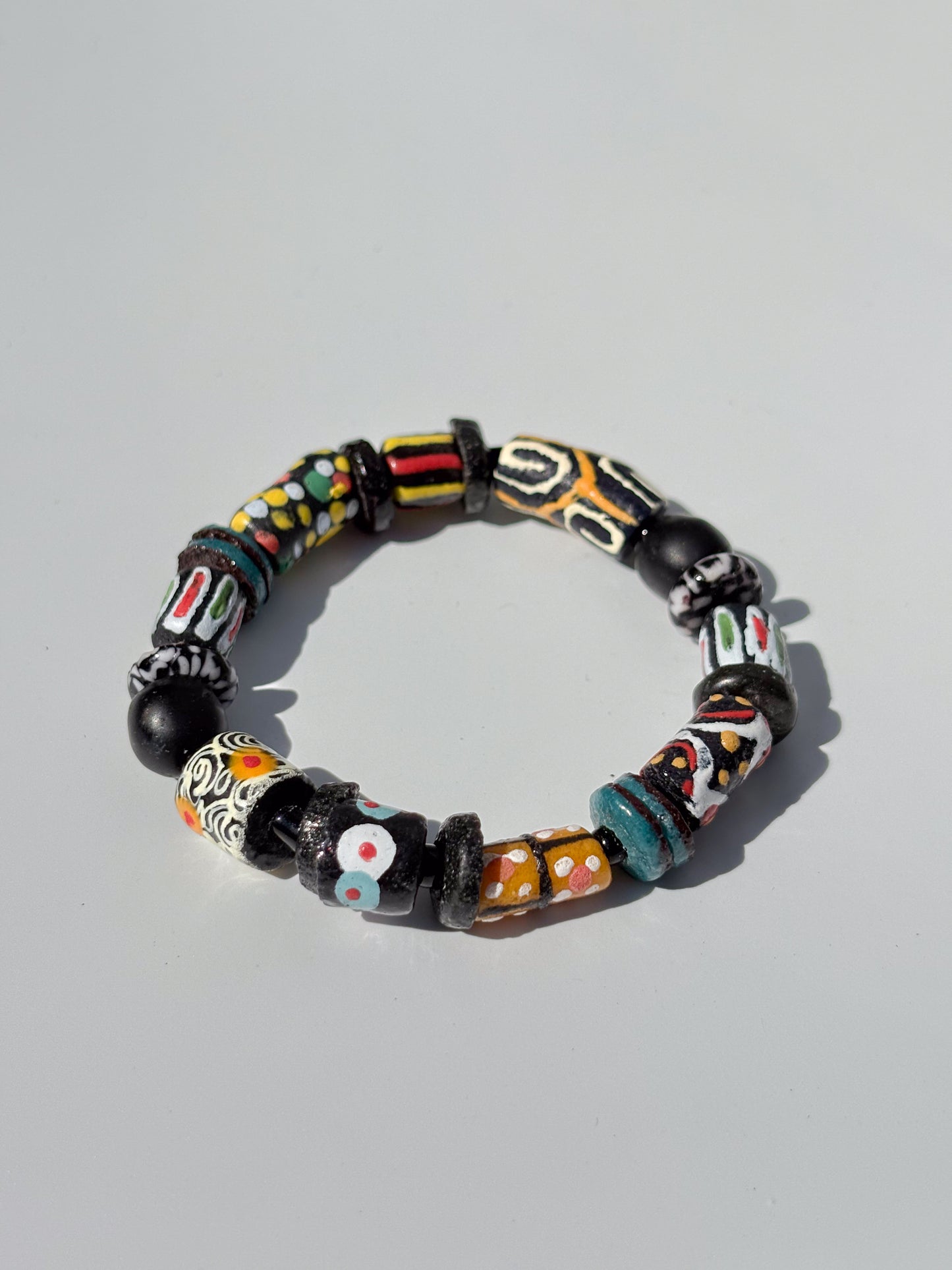 Hand Painted Glass Bead Bracelet