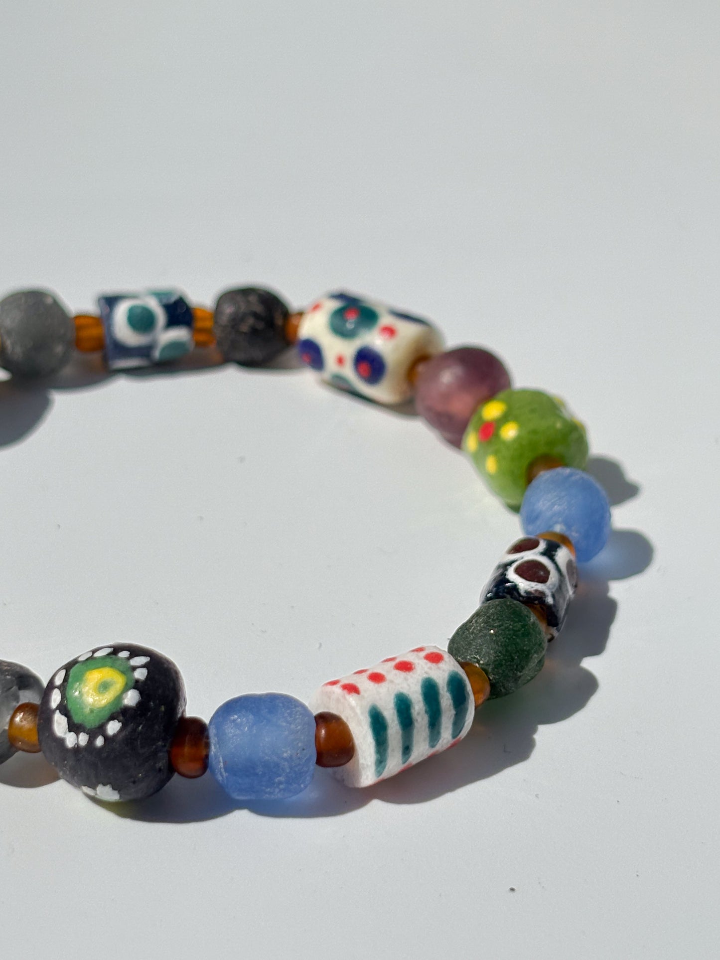 Hand Painted Glass Bead Bracelet