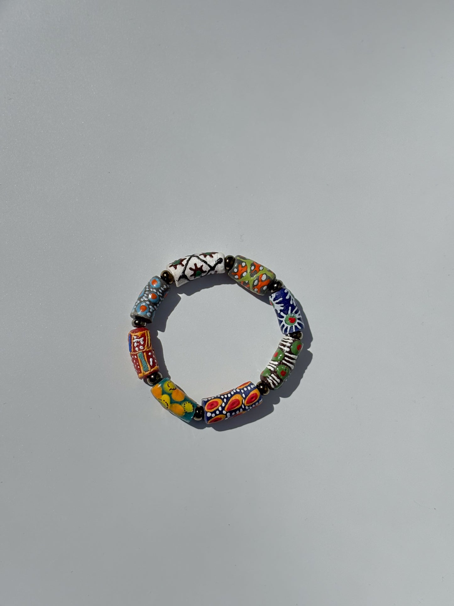 Hand Painted Glass Bead Bracelet
