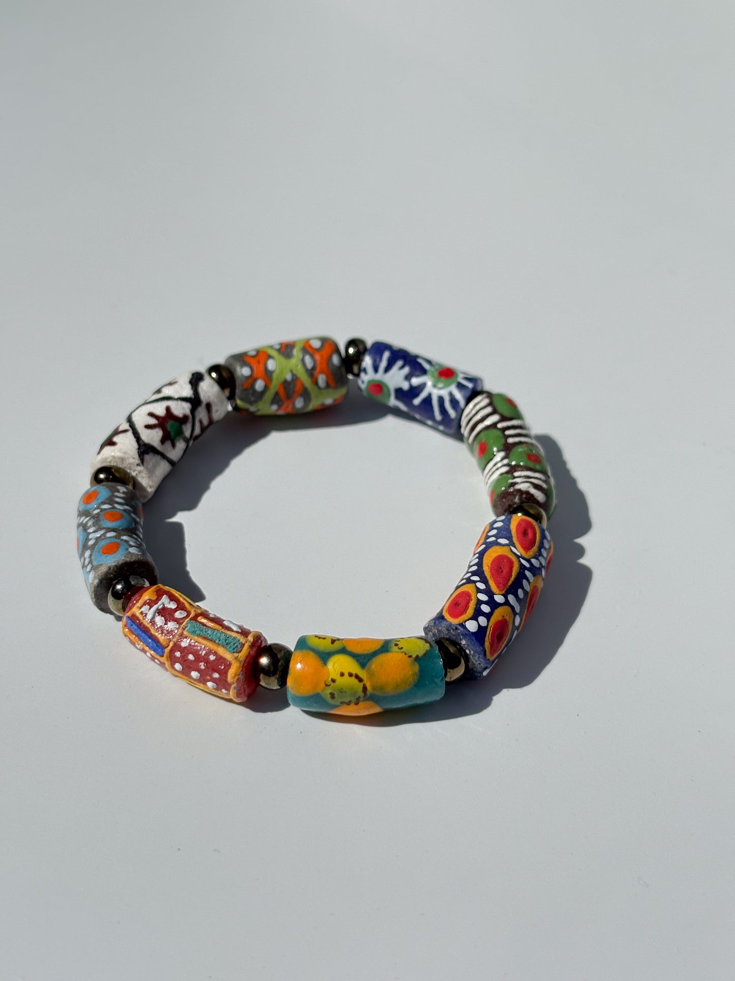 Hand Painted Glass Bead Bracelet