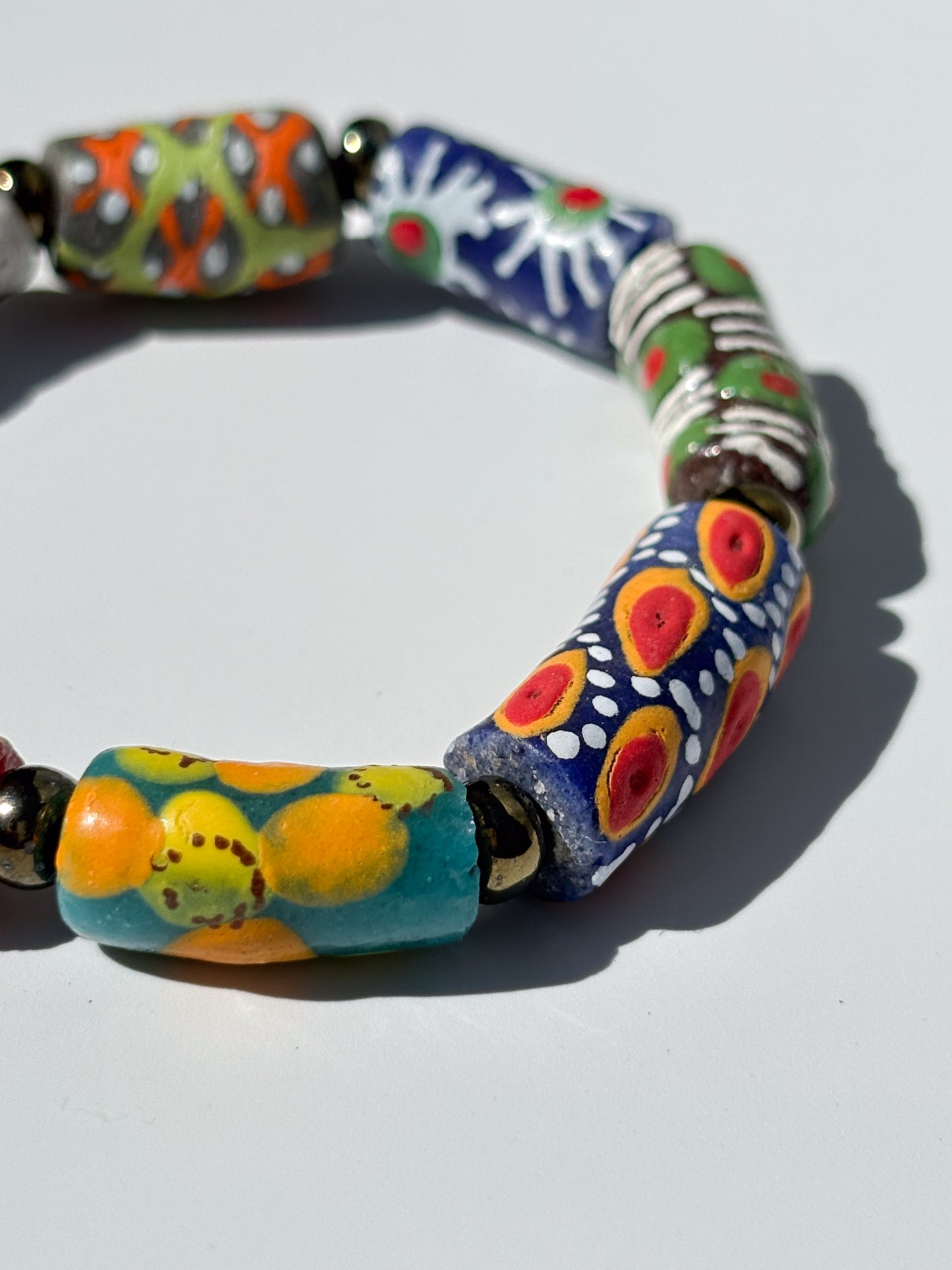 Hand Painted Glass Bead Bracelet