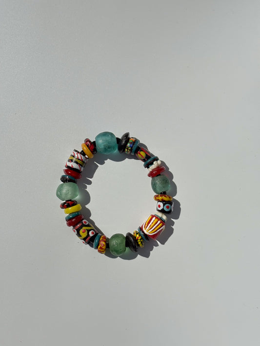 Hand Painted Glass Bead Bracelet
