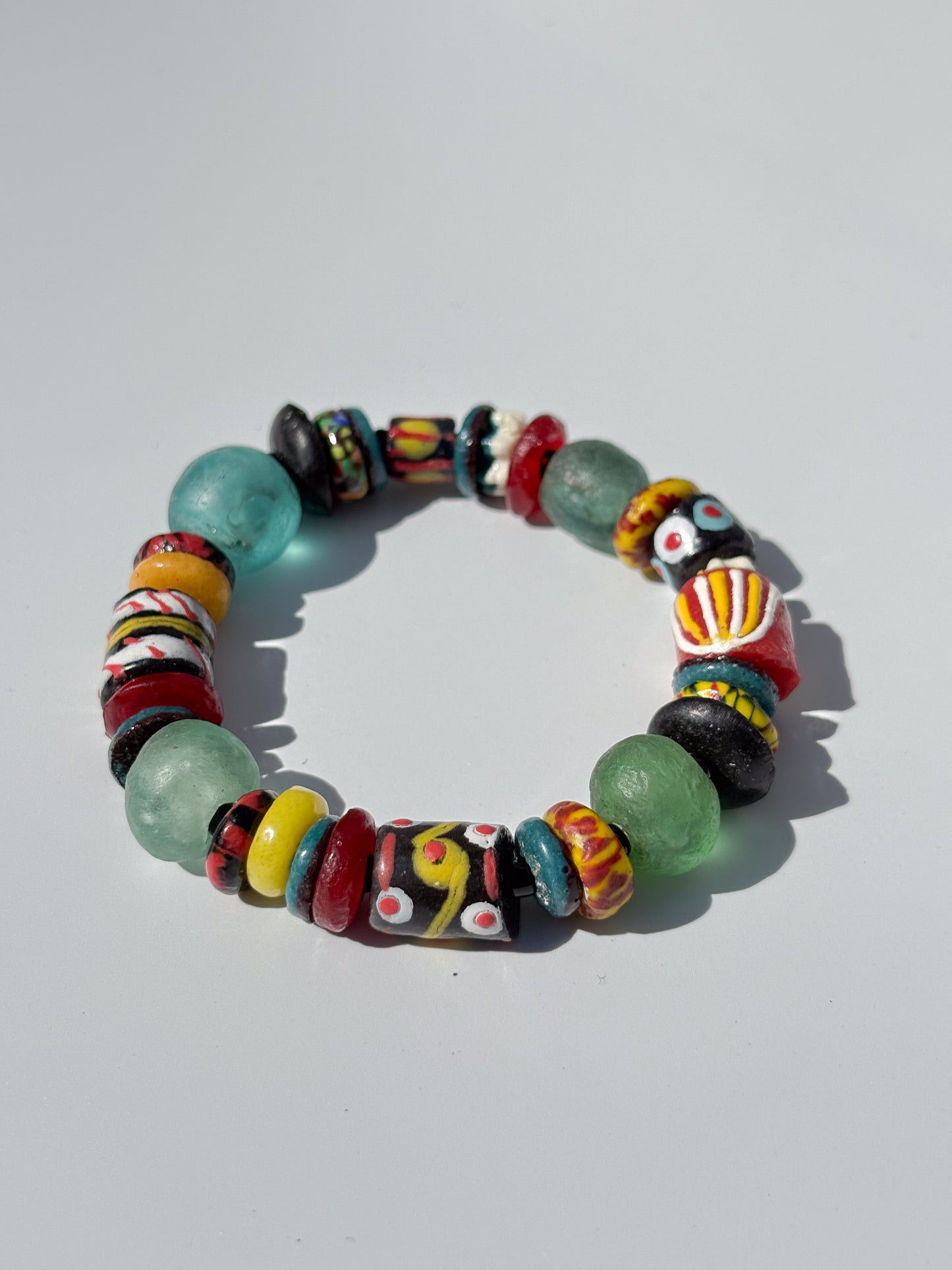 Hand Painted Glass Bead Bracelet
