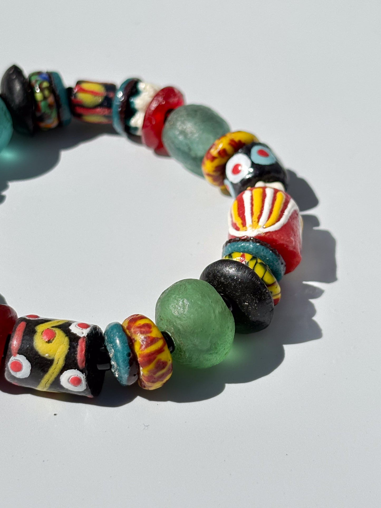 Hand Painted Glass Bead Bracelet