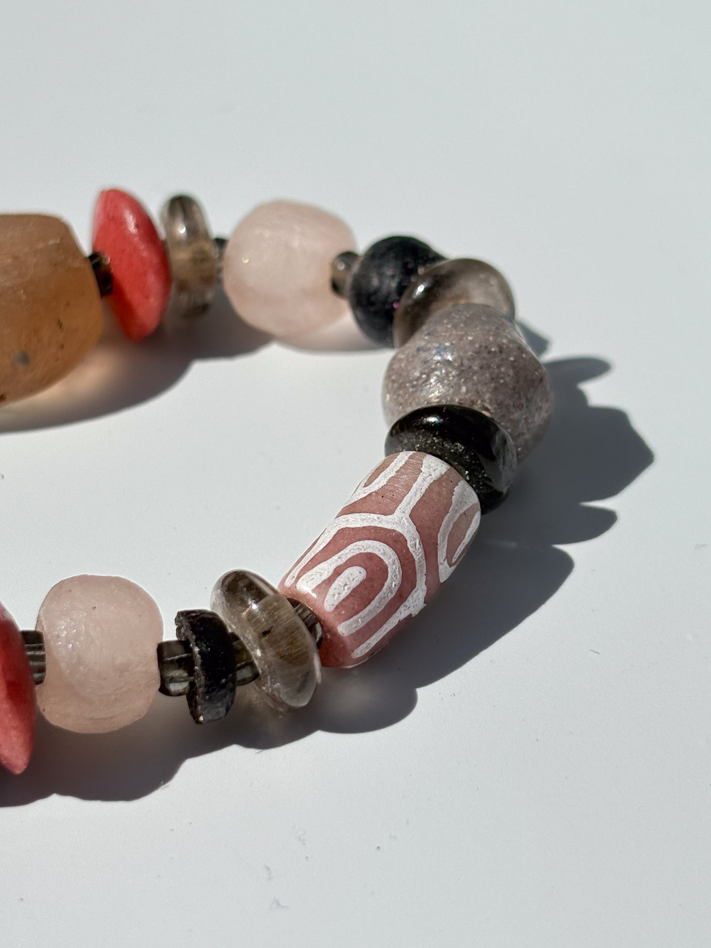 Hand Painted Glass Bead Bracelet