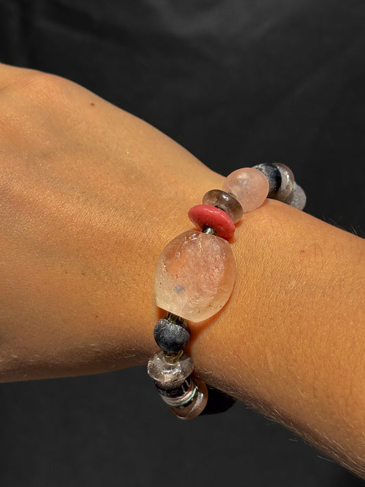 Hand Painted Glass Bead Bracelet