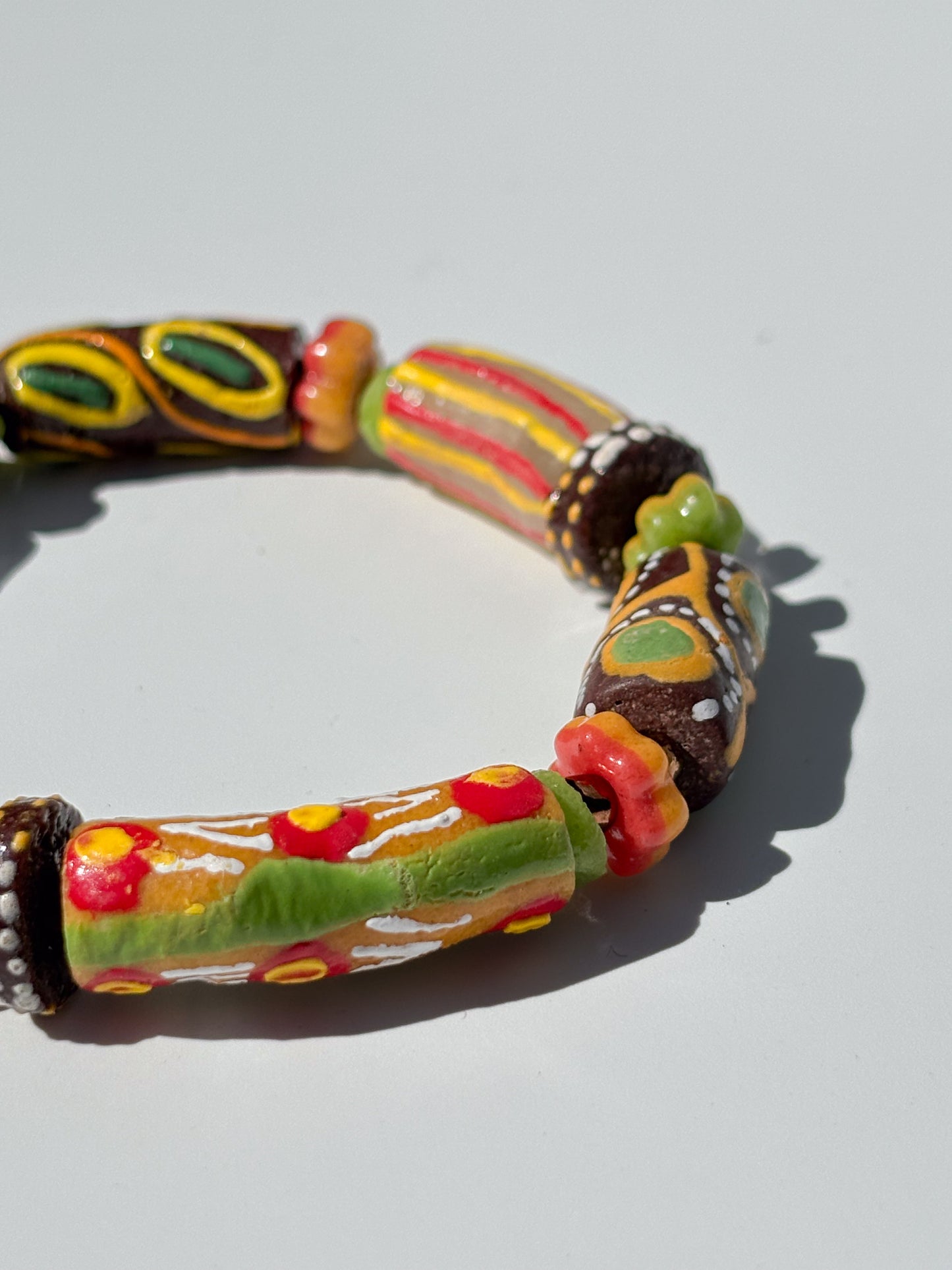Hand Painted Glass Bead Bracelet