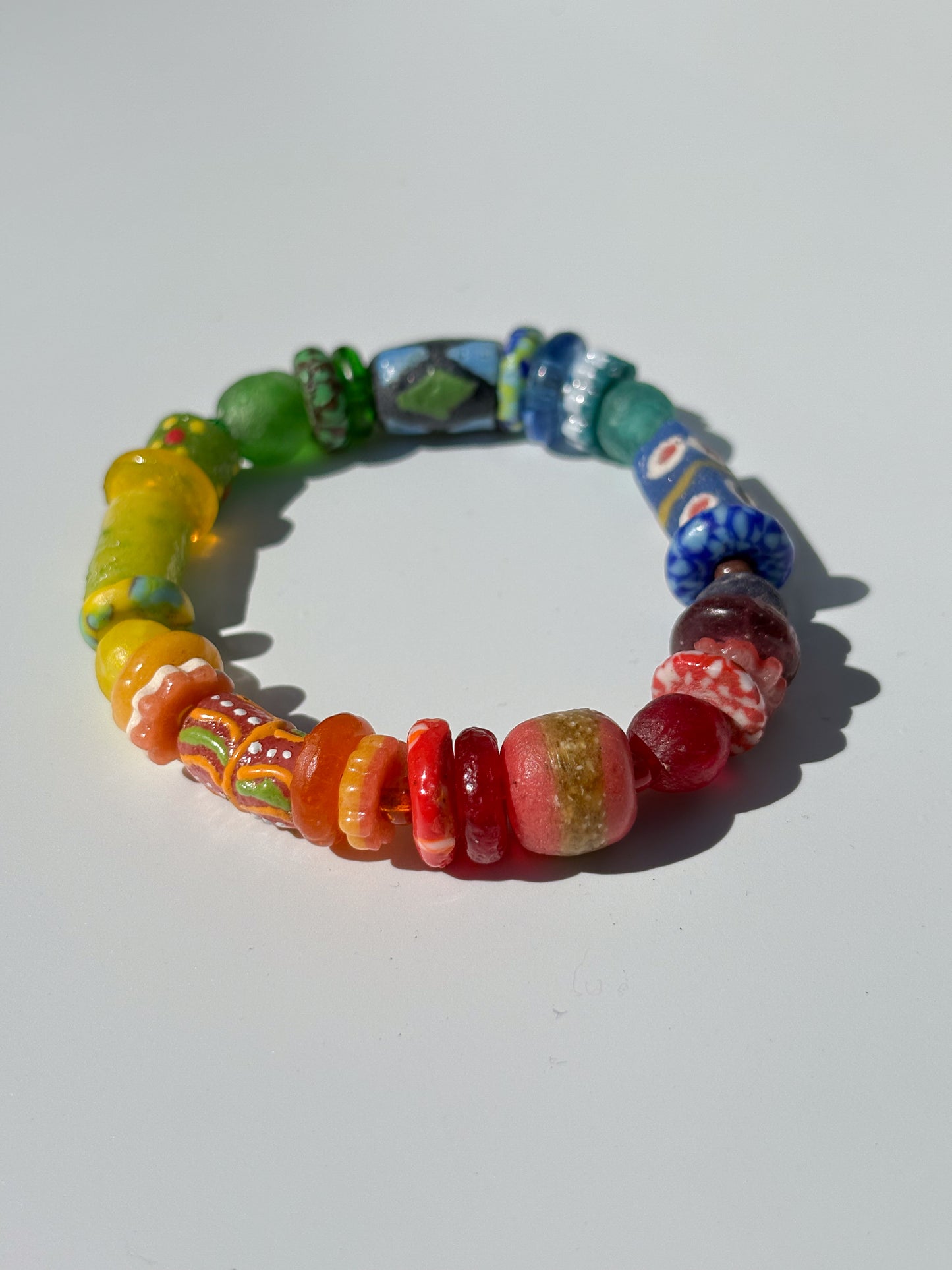Hand Painted Glass Bead Bracelet