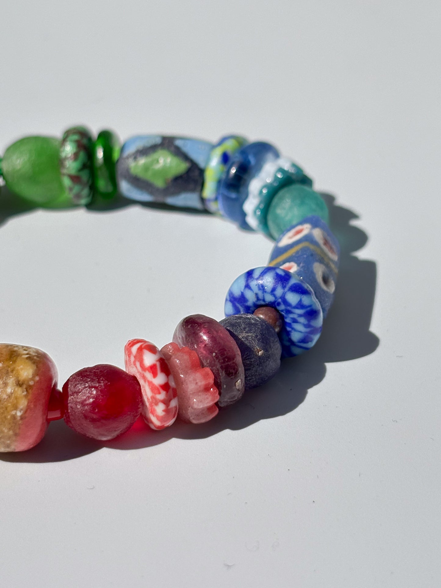 Hand Painted Glass Bead Bracelet